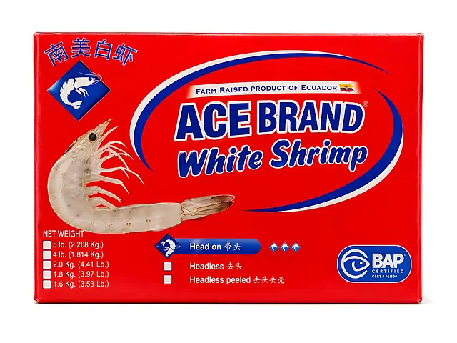 Camarón Blanco con Cabeza 30/40 · ACE Brand (4 lb)