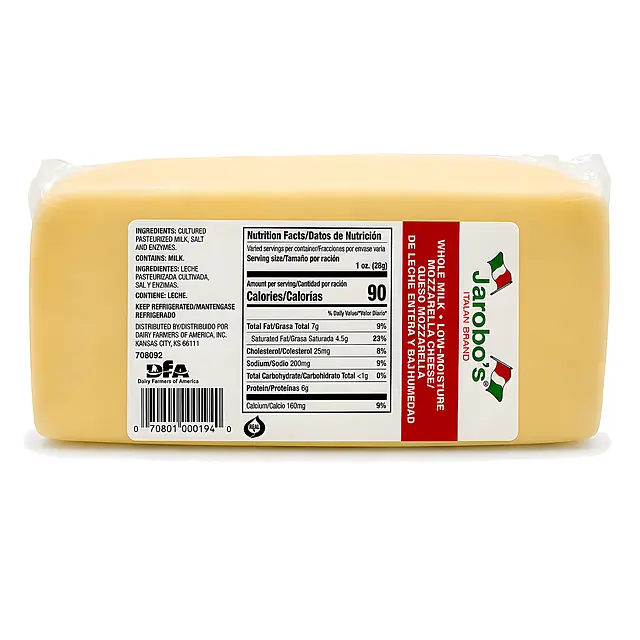 Queso Mozzarella Jacobo's · Bloque
